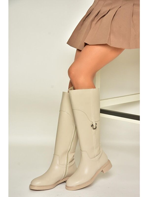 T9736006 Bej Kadın Çizme - Görsel 5