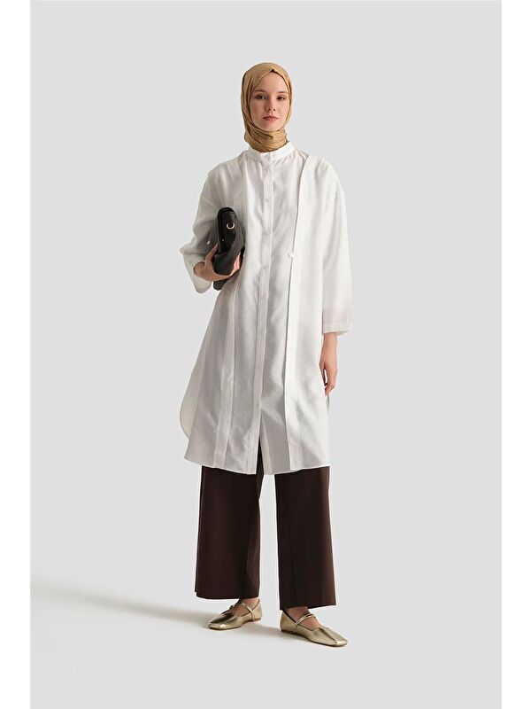 ARMİNE Lyocell Tunik Elbise 25Yd5800 Beyaz