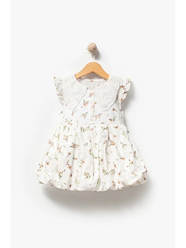 Jikko Baby Kız Çocuk Çiçekli Balon Etekli Elbise 3719