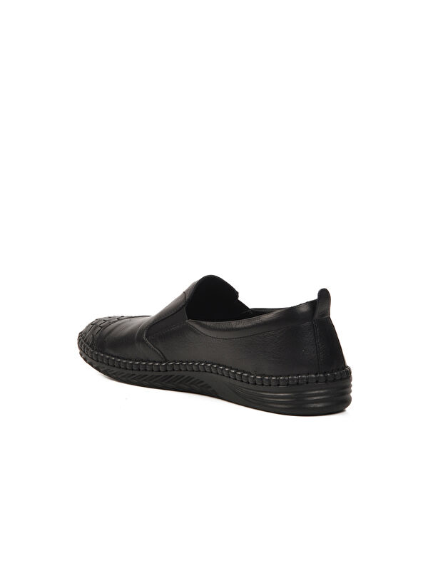 Siyah Hakiki Deri Kadın Casual Ayakkabı 04132 Z - Görsel 5