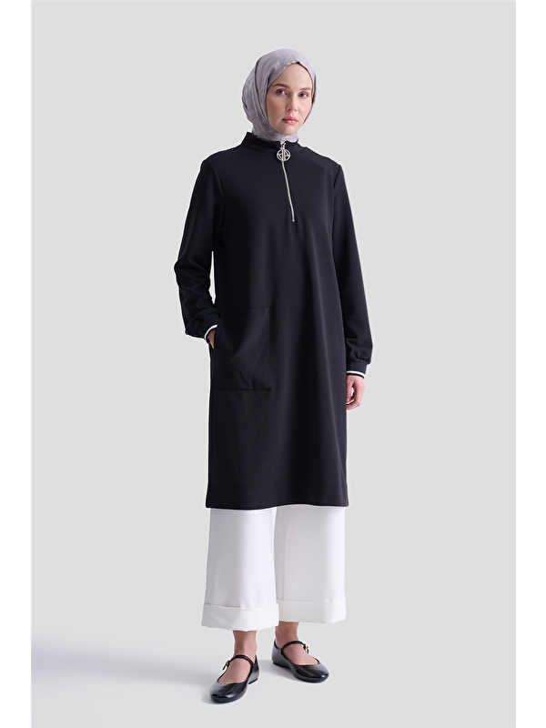 ARMİNE Cep Detaylı Basic Tunik 25Kt1453 Siyah