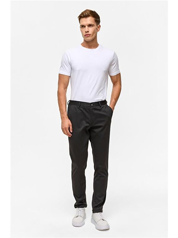 Süvari Siyah Slim Armürlü Jogger Pantolon