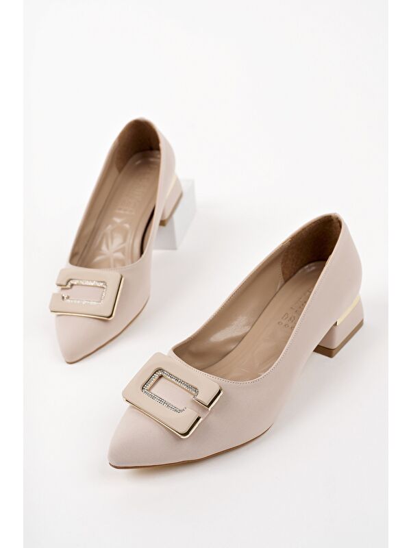 VENTİ Kalın Topuk Sivri Burun Tokalı Kadın Klasik Topuklu Ayakkabı - Görsel 3