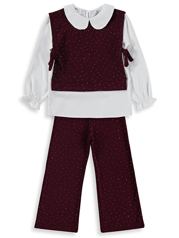 Civil Girls Yakalı 10-13 Yaş Takım - Bordo