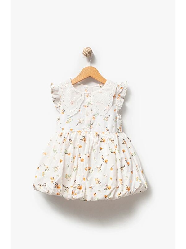 Jikko Baby Kız Çocuk Çiçekli Balon Etekli Elbise 3719