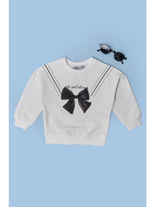 Fullamoda Fiyonklu Bisiklet Yaka Kız Çocuk Sweatshirt