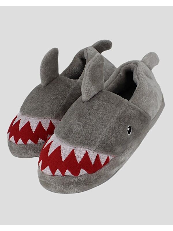 SHARKE - Köpek Balığı Figürlü Erkek Gri Ev İçi Ayakkabı - Görsel 3
