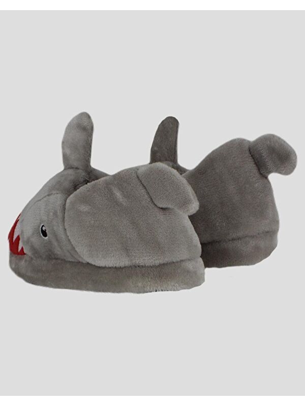 SHARKE - Köpek Balığı Figürlü Erkek Gri Ev İçi Ayakkabı - Görsel 6