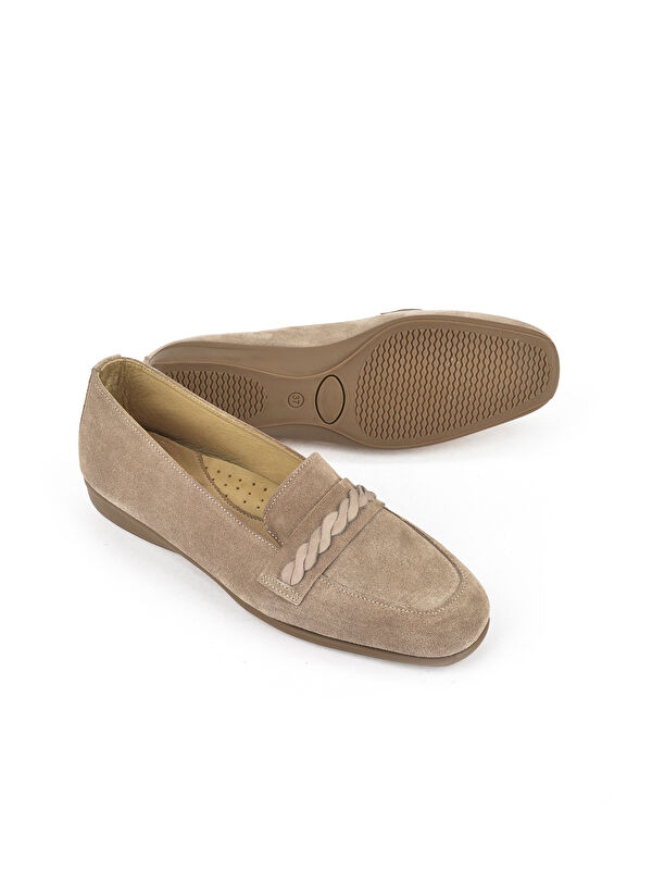 Kadın Hakiki Deri Konfor Ayakkabı 1511050Z25992 Vizon - Görsel 6