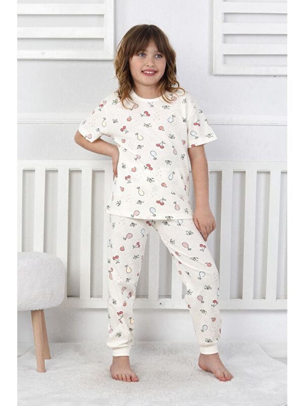 ZUZUNGA Kısa Kollu Meyve Desenli Kız Çocuk Pijama Takımı