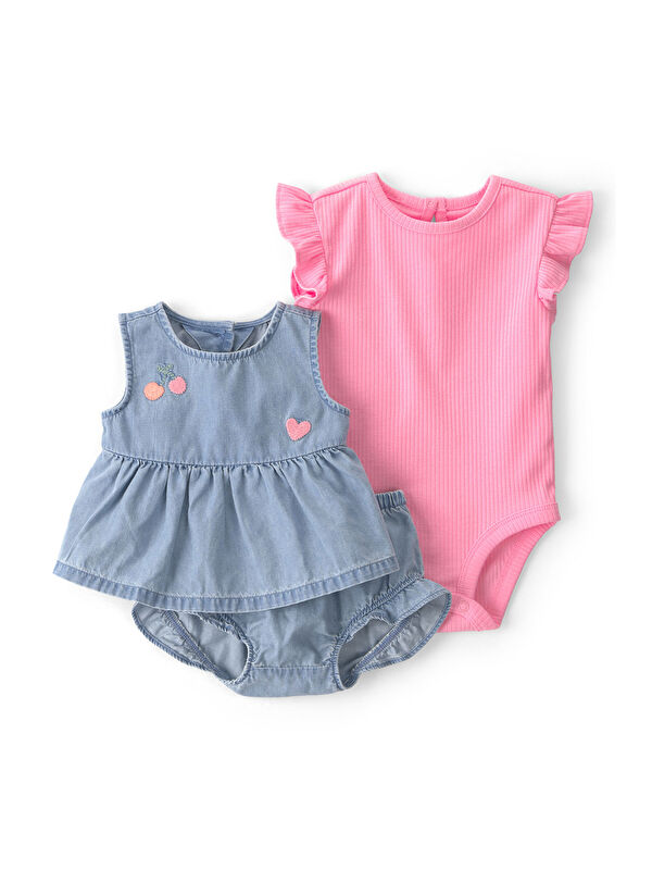 Carter's Kız Bebek Body Şort Set 3 Ay-24 Ay Mavi