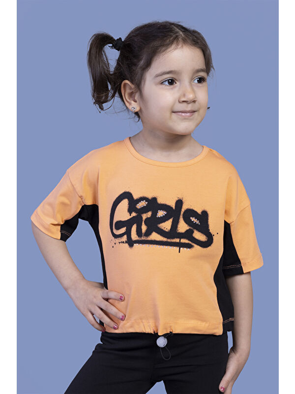 Toontoykids Kız Çocuk Garni Detaylı Baskılı Tişört