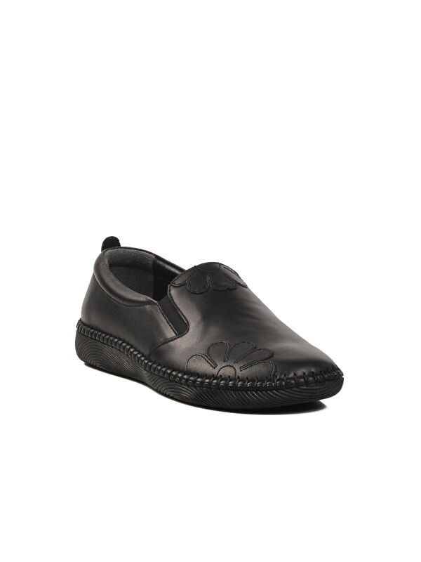 Siyah Hakiki Deri Kadın Casual Ayakkabı 04035 Z - Görsel 4