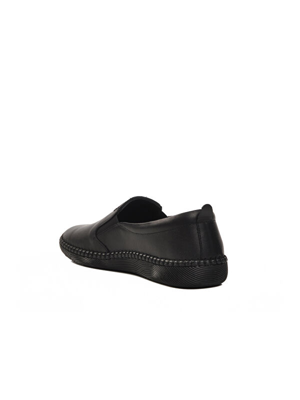 Siyah Hakiki Deri Kadın Casual Ayakkabı 04035 Z - Görsel 5