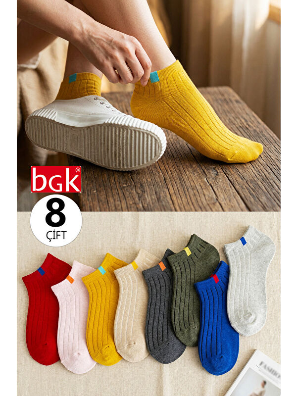 BGK 8 Çift Unisex Renkli Kısa Çorap