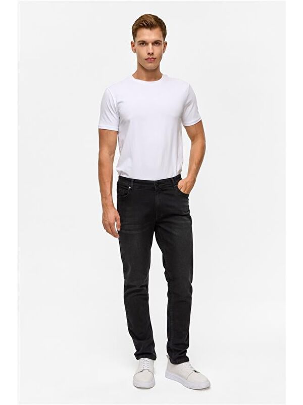 Süvari Siyah Slim Denim Jean Pantolon