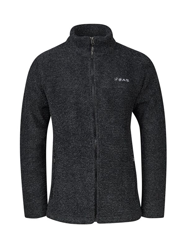2AS Hanoi Dik Yaka Havlu Merino Erkek Fermuarlı Sweatshirt Hırka Siyah