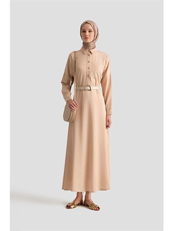 ARMİNE Lyocell Elbise 25Yd4236 Bej