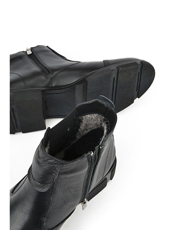 Erkek Hakiki Deri Kürklü Bot 153999Z017 Siyah - Görsel 5