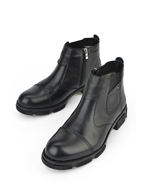 Erkek Hakiki Deri Kürklü Bot 153999Z017 Siyah - Görsel 6