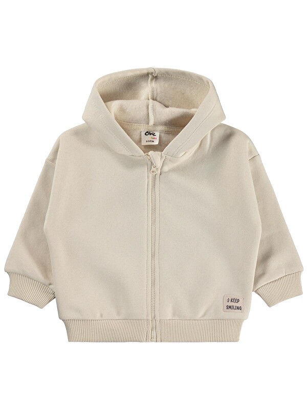 Civil Baby Keep Smiling Etiketli Basic 6-18 Ay Hırka - Bej