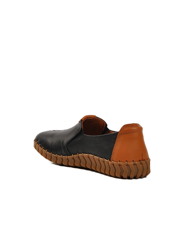 Siyah Hakiki Deri Kadın Casual Ayakkabı 2010725Y Z - Görsel 5