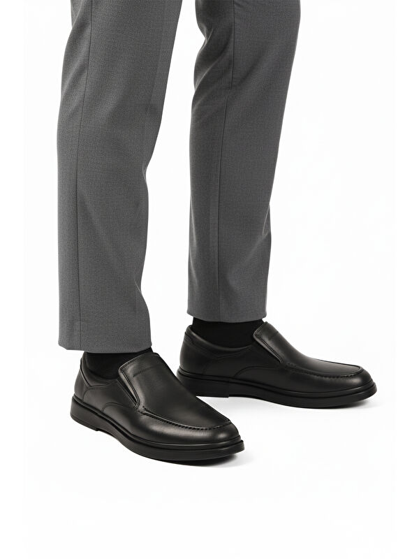 Siyah Hakiki Deri Erkek Casual Ayakkabı DSN 2029 M - Görsel 2