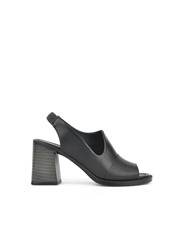 Kadın Hakiki Deri Topuklu Sandalet 151992Z54004 Siyah - Görsel 2