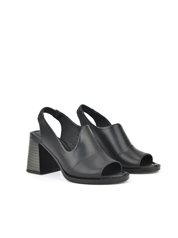 Kadın Hakiki Deri Topuklu Sandalet 151992Z54004 Siyah - Görsel 3