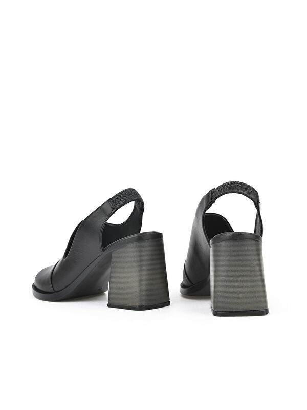 Kadın Hakiki Deri Topuklu Sandalet 151992Z54004 Siyah - Görsel 4