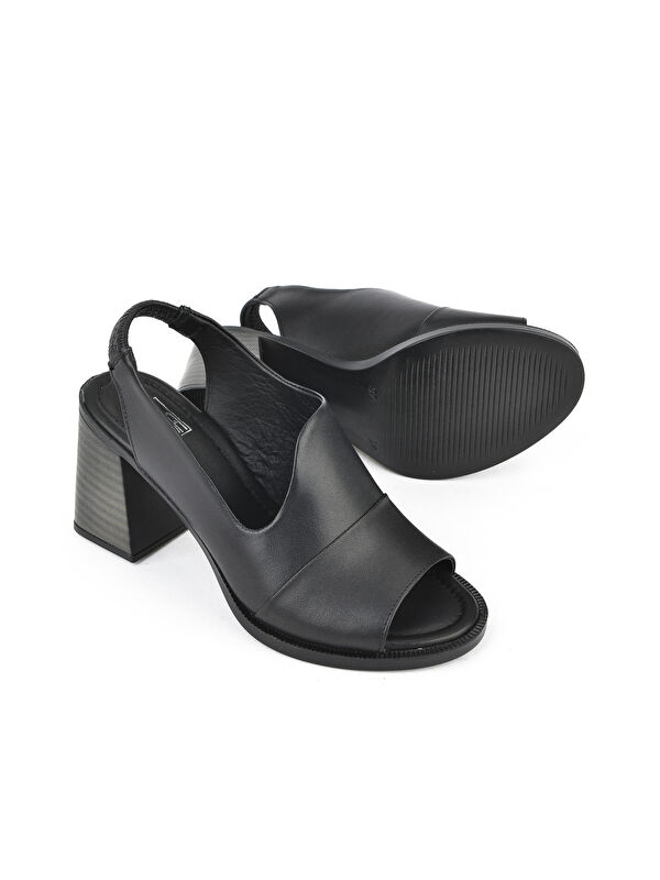 Kadın Hakiki Deri Topuklu Sandalet 151992Z54004 Siyah - Görsel 5