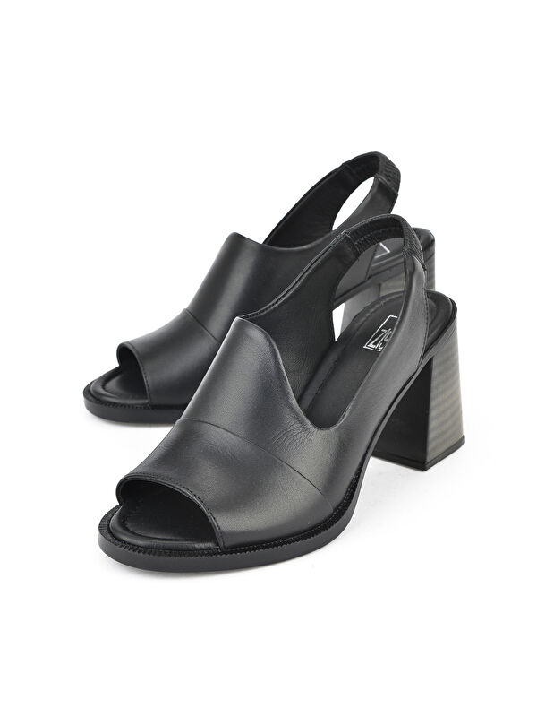 Kadın Hakiki Deri Topuklu Sandalet 151992Z54004 Siyah - Görsel 6