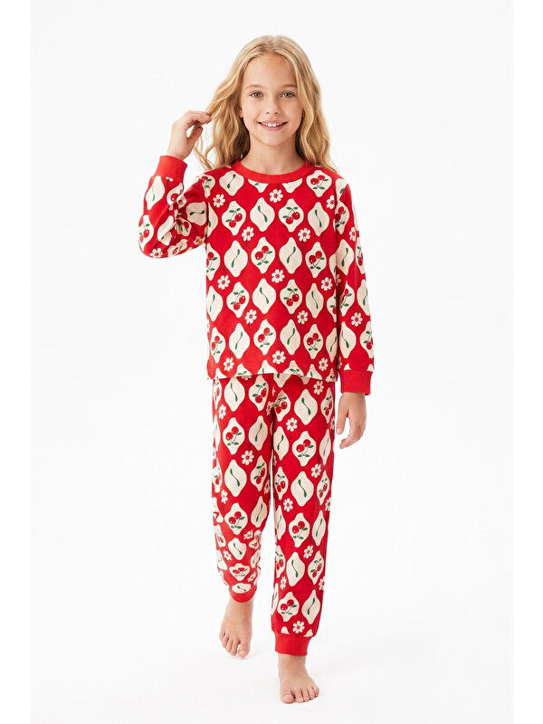 Modanino Kız Çocuk %100 Pamuk ve Baskılı Pijama Takımı 3-13 Yaş 12738IS
