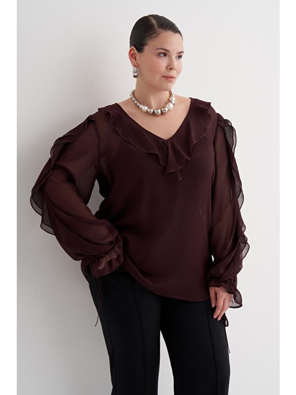 Mylinemoda Fırfır Detaylı Şifon Bluz