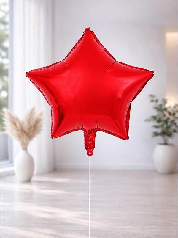 Parti Adresi Yıldız Folyo Balon Doğum Günü Parti Balonu Kırmızı 24 inc- 60 cm
