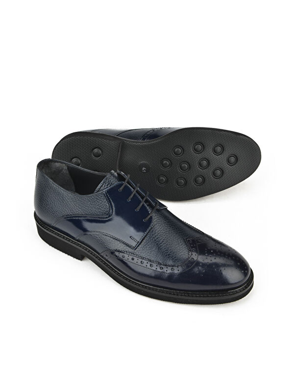Erkek Hakiki Deri Ayakkabı 143145Z625 Lacivert - Görsel 3