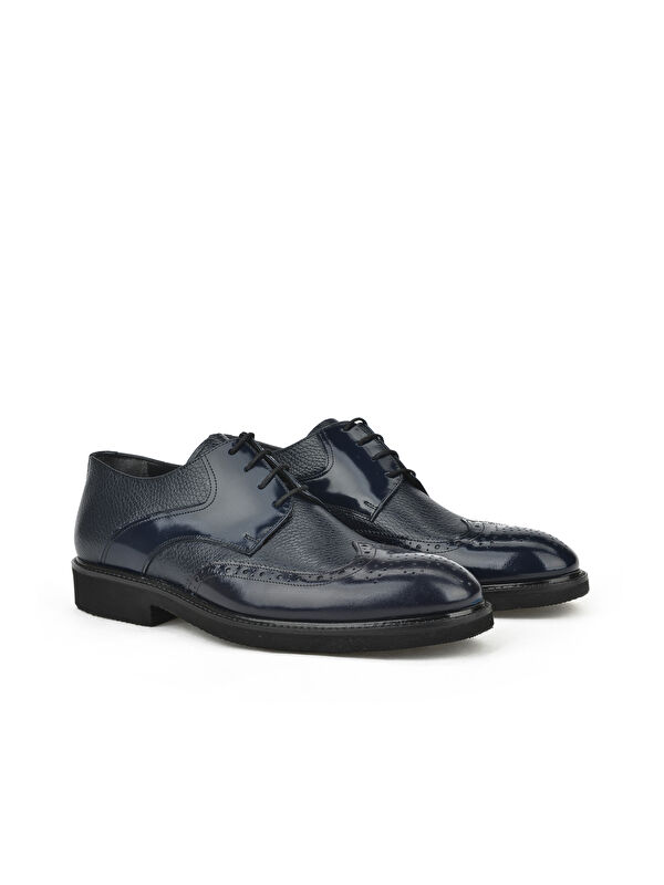 Erkek Hakiki Deri Ayakkabı 143145Z625 Lacivert - Görsel 5