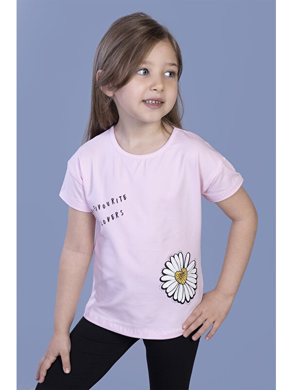 Toontoykids Kız Çocuk Papatya Baskılı Tişört