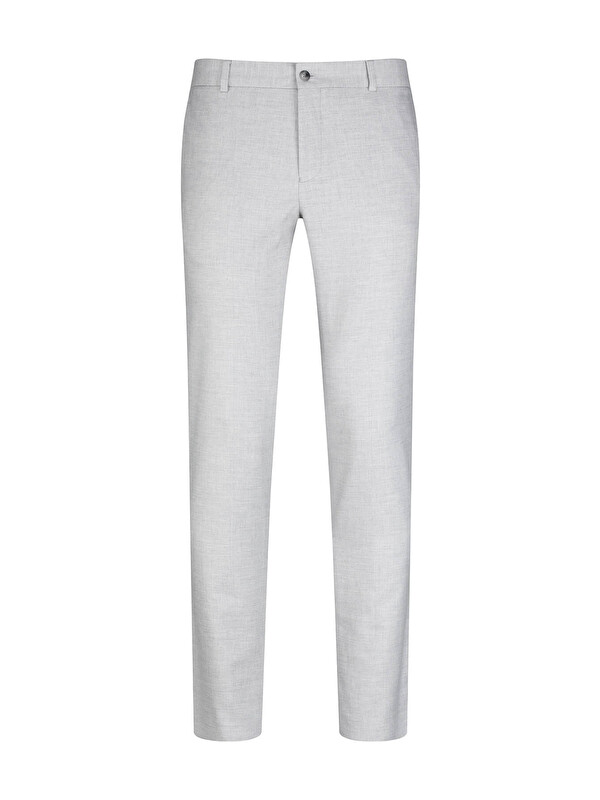 Hatemoğlu Gri Regular Fit Yandan Cepli Keten Pantolon