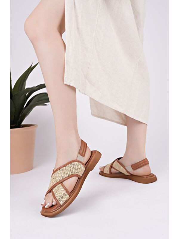 ELİSHA Lastikli Kadın Günlük Hasır Sandalet - Görsel 3