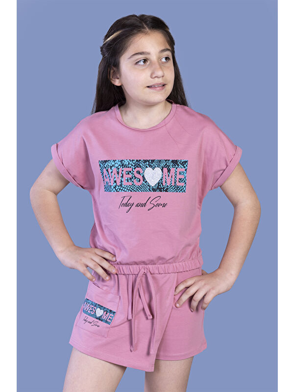 Toontoykids Kız Çocuk Baskılı Şortlu Takım