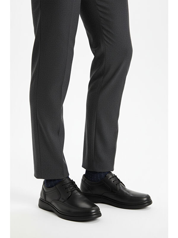 Siyah Hakiki Deri Erkek Casual Ayakkabı DSN 2038 M - Görsel 2