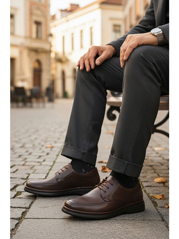 Kahve Hakiki Deri Erkek Casual Ayakkabı DSN 2038 M - Görsel 4