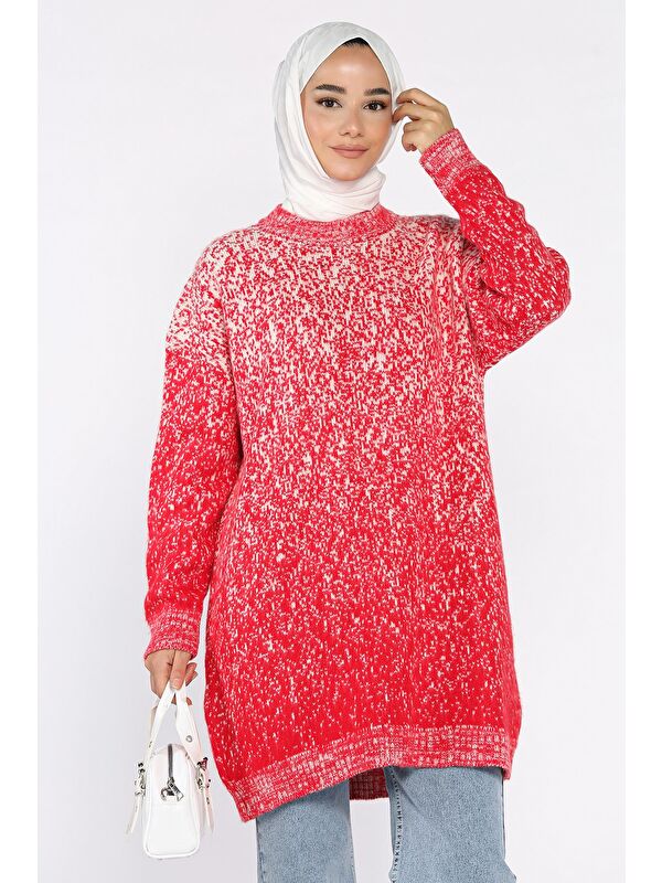Julude Bisiklet Yaka Çift Renkli Tesettür Triko Tunik (s-m-l-xl Beden Uyumludur.)