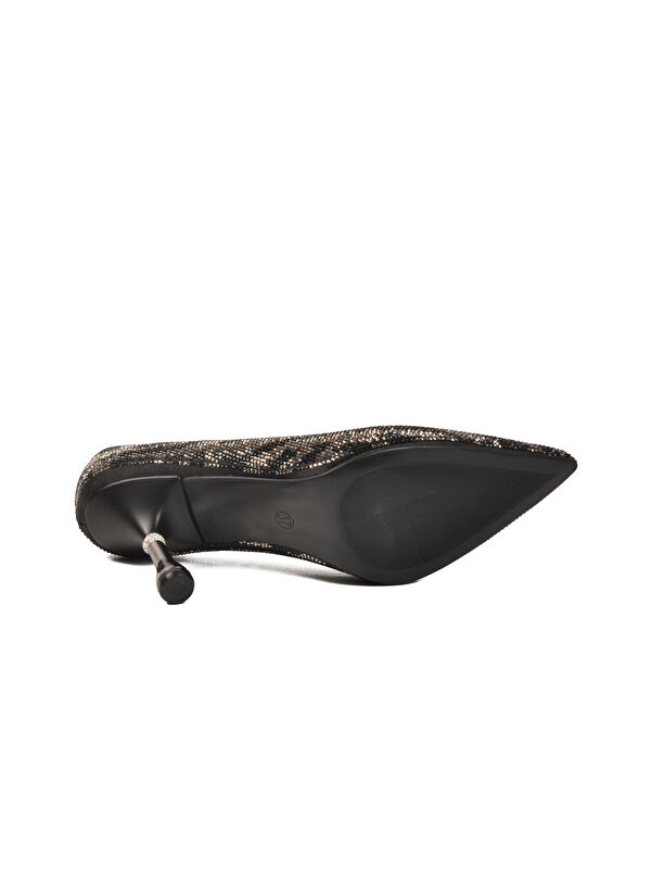 Siyah Saten Taş İşlemeli İnce Topuklu Kadın Abiye Ayakkabı 248245 Z - Görsel 6