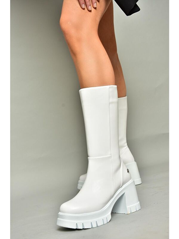 T9737901 Beyaz Kadın Çizme - Görsel 3