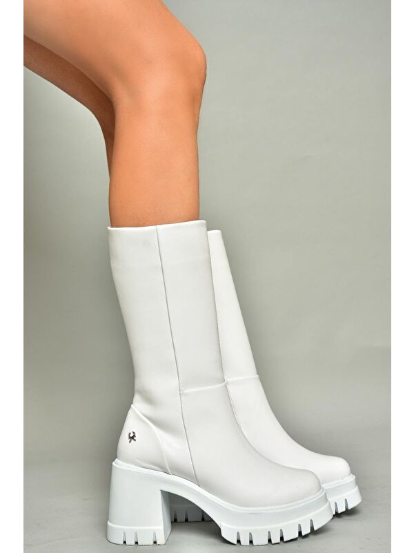T9737901 Beyaz Kadın Çizme - Görsel 4