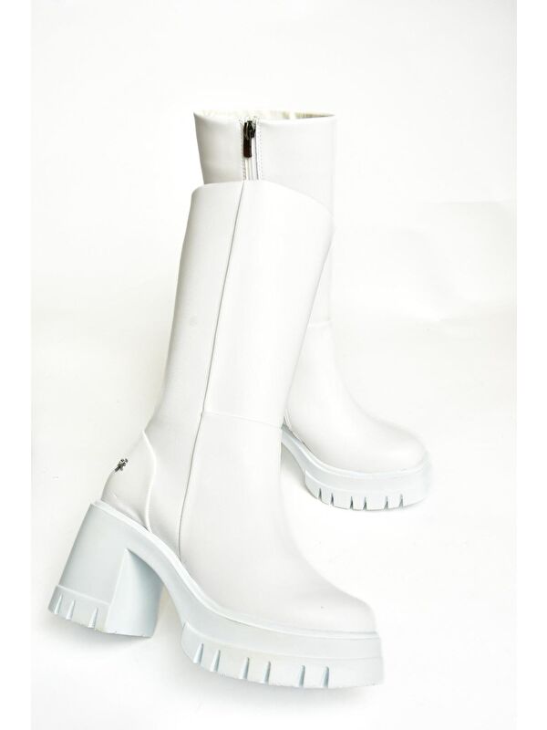 T9737901 Beyaz Kadın Çizme - Görsel 7