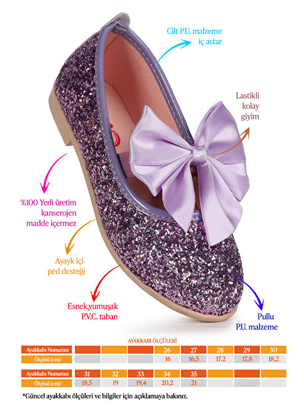 Tari Cam Kırığı Fiyonk Lastikli Kız Çocuk Babet Ayakkabı - Görsel 3