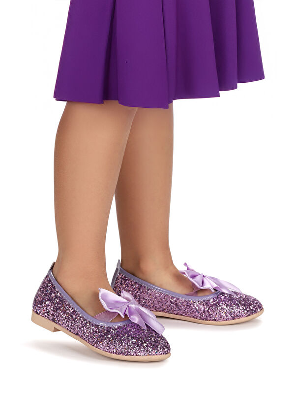 Tari Cam Kırığı Fiyonk Lastikli Kız Çocuk Babet Ayakkabı - Görsel 4